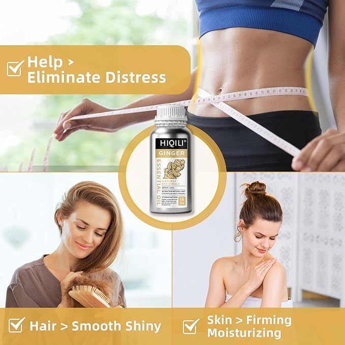 HIQILI 16 Fl Oz Ginger Oil, 100% Pure Natural Ginger Essential Oil for Hair, Massage, Skin - 500ML