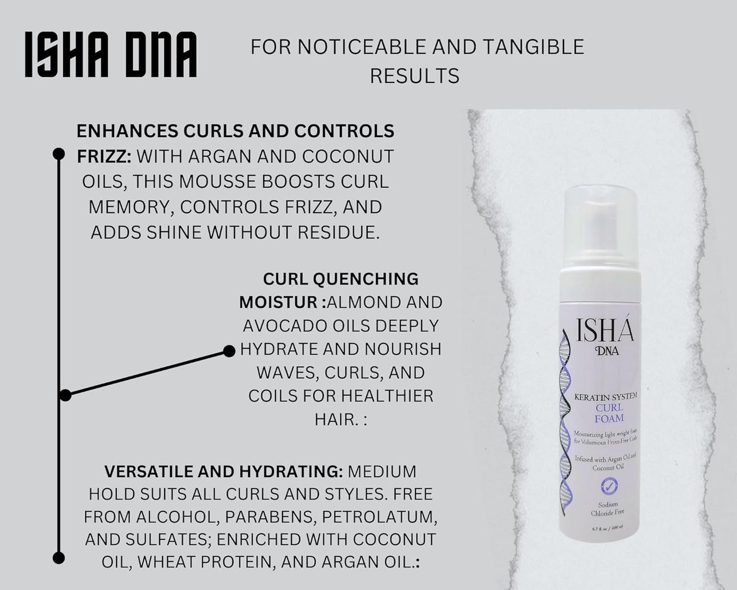 Keratin System Curl Mousse - Volumizing Curl Enhancer for Wavy or Frizz-Free Curls - Sulfate-Free with Argan and Coconut Oil