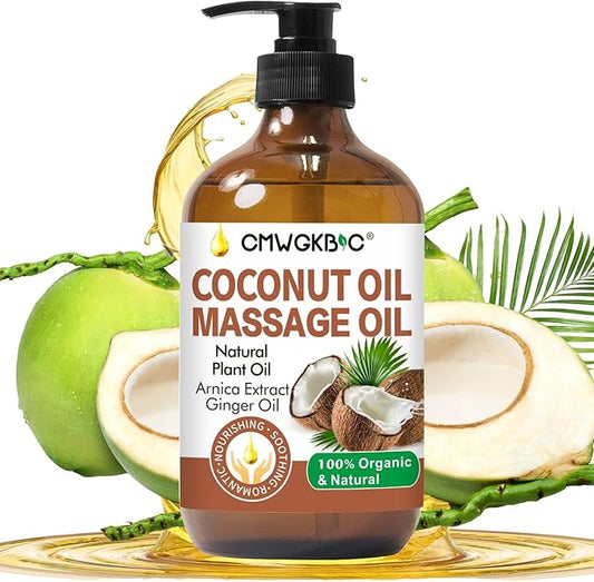 Coconut Oil Massage Oil for Massage Therapy- Relaxing Massage Oil,Carrier Oil for Essential Oils,Non-Greasy Coconut Oil for Skin and Hair,Massage Oils for Date Night Spa Body Oil for Women Men