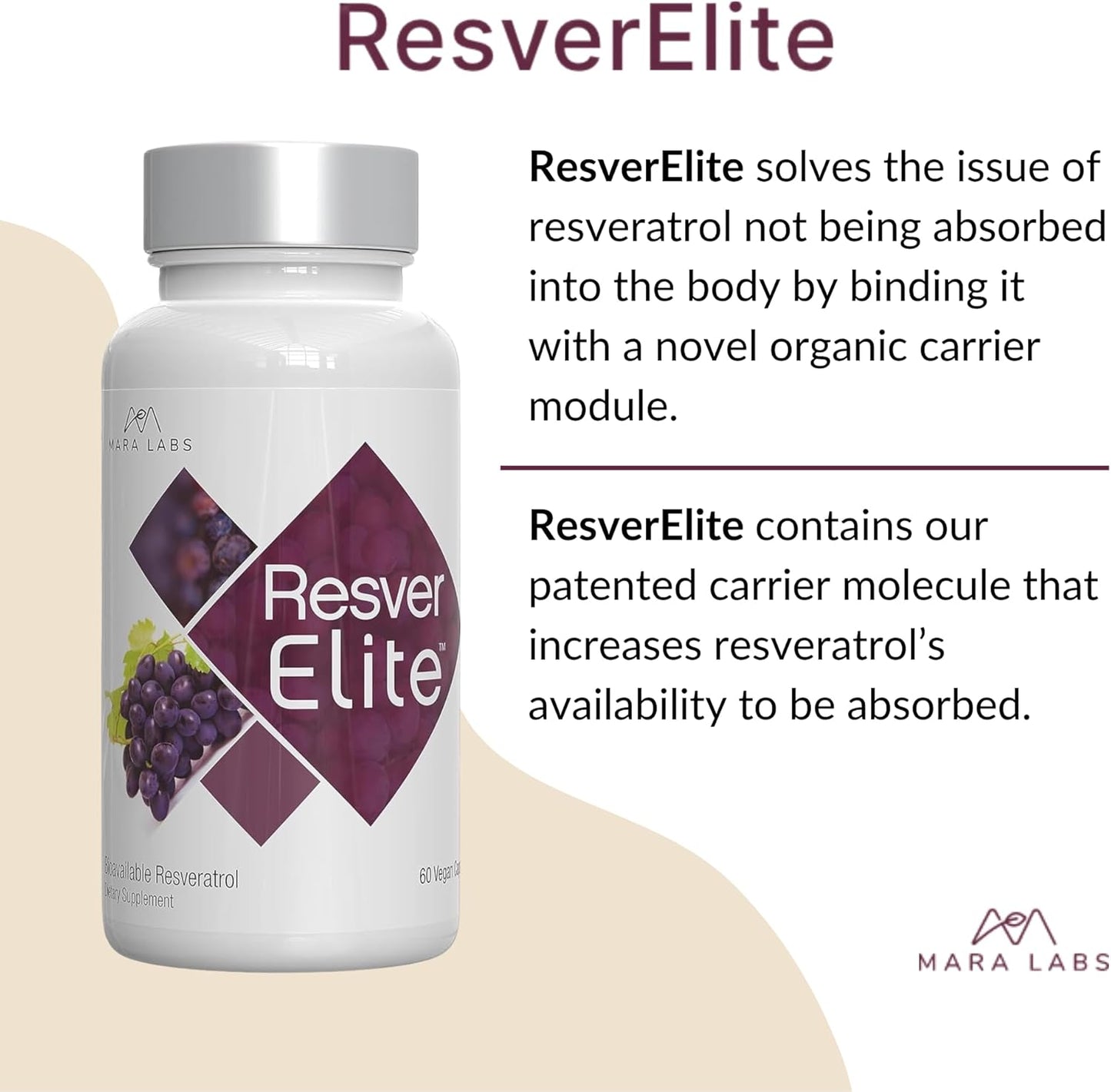 Mara Labs ResverElite | Bioavailable Resveratrol | Vegan, No Fillers, and Non-GMO | 60 Vegan Capsules