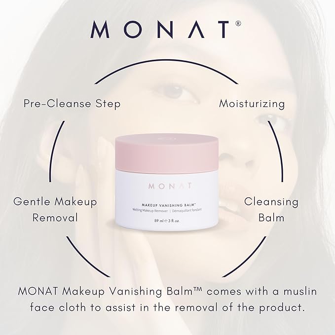 MONAT Makeup Vanishing Balm – Cleansing Balm Makeup Remover – Lightweight Face Cleanser Balm – Makeup cleansing Balm for Residue Free Soft and Smooth Skin – Safe to Use Balm for Delicate Skin
