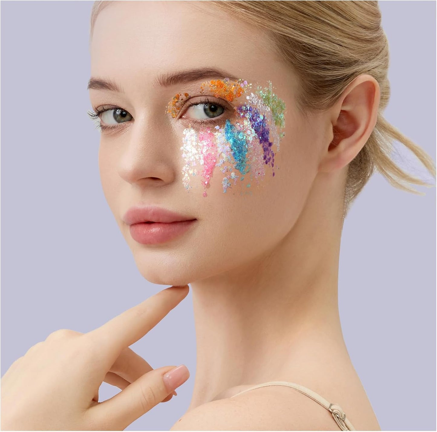 Teenitor Face Glitter, Body Glitter Gel Set, 9 Colors Makeup Gel Glitter for Face and Body, Hair Glitter for Festival Party Cheer
