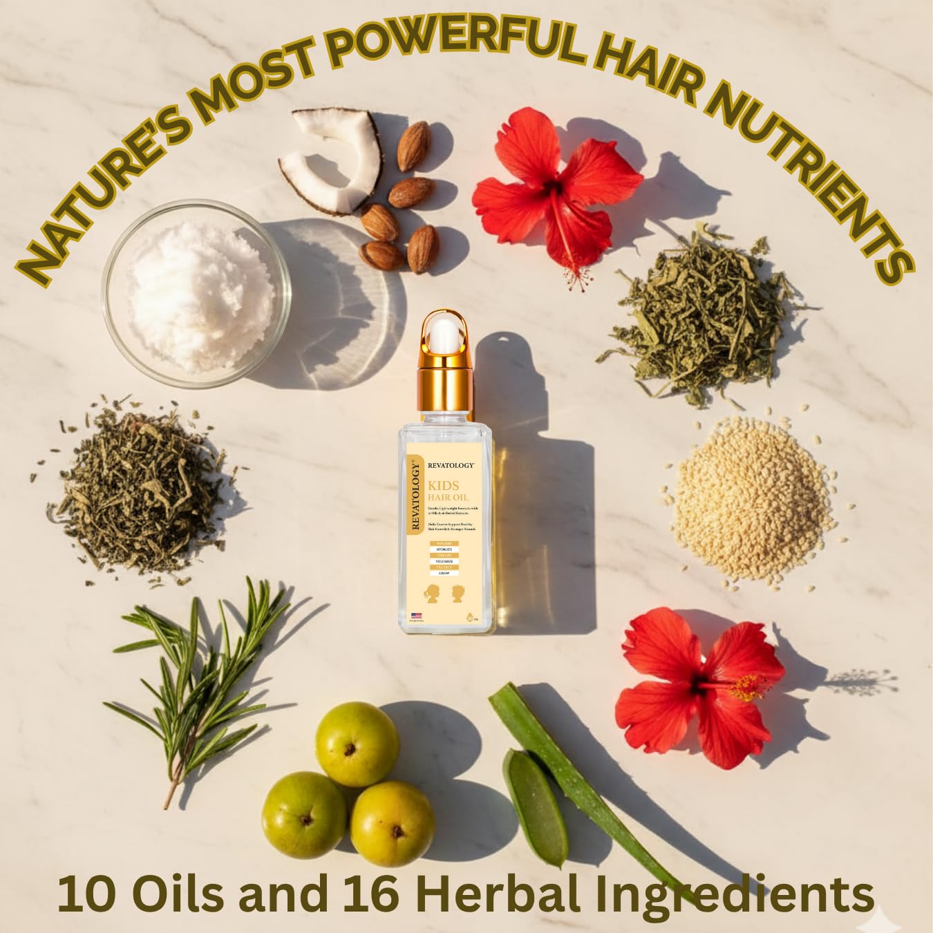 REVATOLOGY Kids & Baby Hair Growth Product High Potency Scalp & Hair Oil (Made in USA) 26 Cold-Pressed Botanicals for all Ages and Hair types -Thin, Curly, Thick Hair | Cruelty & Chemical Free