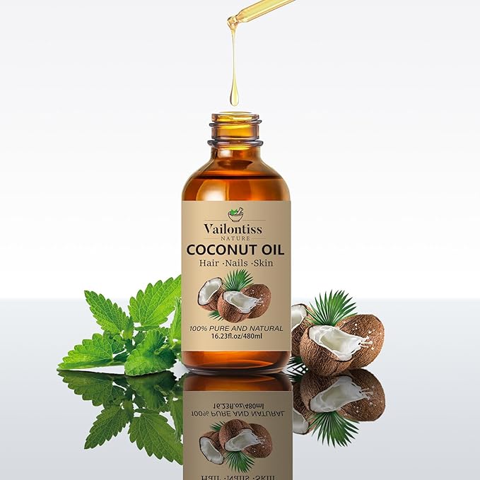 Coconut Oil - Carrier Oil for Hair Growth,Relaxing Massage and Body Oil, Pure Non-Greasy Coconut Oil for All Hair Types and Skin(Coconut Oil, 16 Fl Oz)