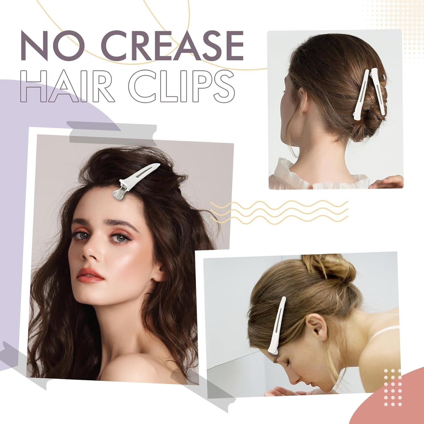 12PCS Hair Clips for Styling Sectioning - Non Slip No Crease Duck Billed Hair Clips for Women with Silicone Band - Professional 4.3 Inch Large Salon Hair Cutting Clips for Hairdresser - White