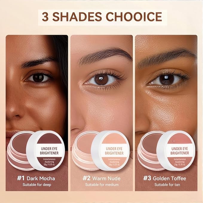 4 Colors Under Eye Brightener, Conceal & Brighten Dark Circles, Nourishing Waterproof Under Eye Cream Pot Concealer Full Coverage Peach Color Corrector Makeup(02 Warm Nude)