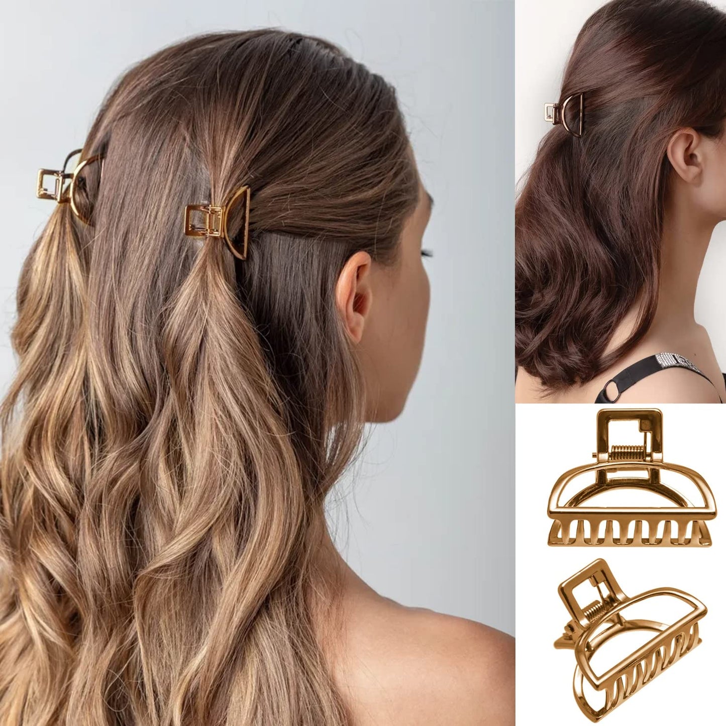 6 Packs Metal Hair Claw Clips, Lady Thick Hair Catch Barrette, Large&Mini Non-slip Hair Jaw Clamp Clips Styling Fashion Accessories for Women Girls