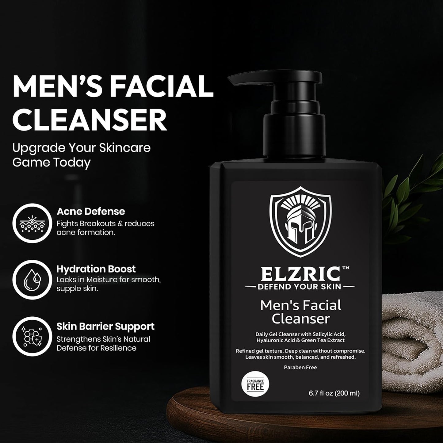 Men’s Facial Cleanser – Gentle Exfoliating & Deep Cleansing Face Wash for Dry, Sensitive, Oily & Acne-Prone Skin – Daily Hydrating Skincare with Salicylic Acid, Green Tea & Amino Acids – 6.7 oz