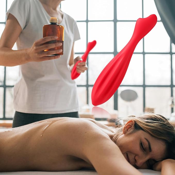 Silicone Facial Roller, Face Massage Roller Facial Roller Massager Eye Skin Care Tools Facial Massage Tool Face Massage Stick for Women Body Face (Rose Red)