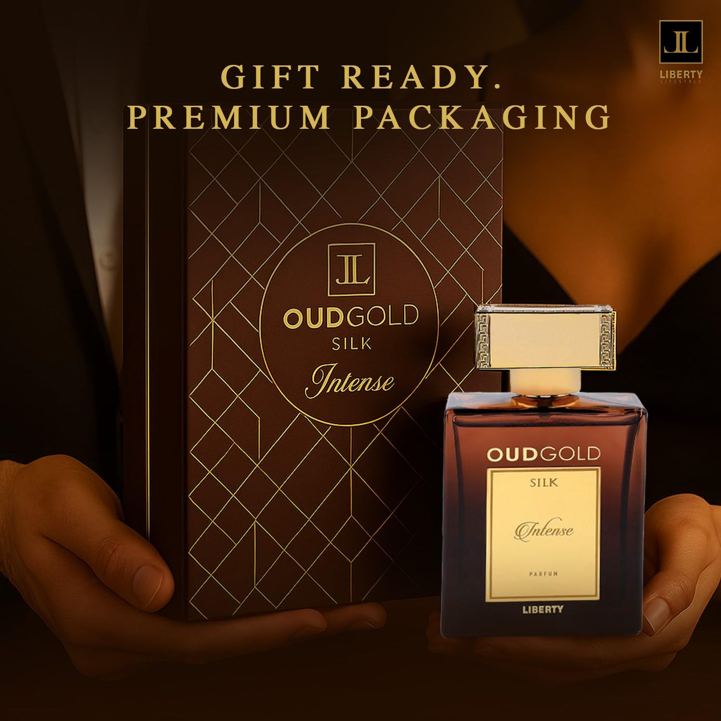 Liberty Premium Oud Luxury Seductive Long Lasting (3 days) OudGold Silk Intense Parfum for Men & Women (100ml/3.4Oz), Designed in France, Woody Notes