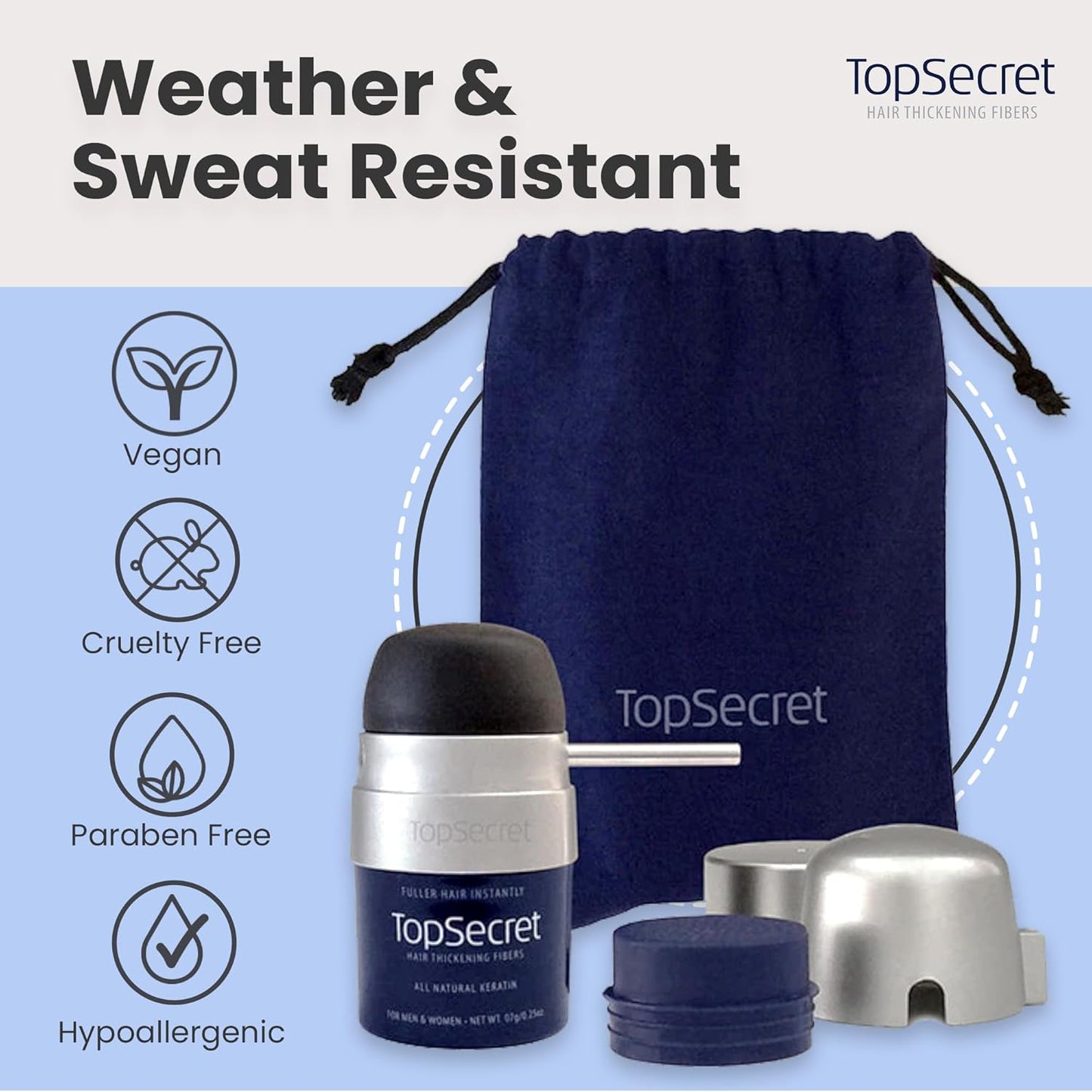 Top Secret Hair Thickening Building Fibers Applicator Included - Undetectable & Natural Hair Filler for Men & Women - Instantly Fill In Fine Thinning Hair - Weather & Sweat Resistant (Blonde, Travel)