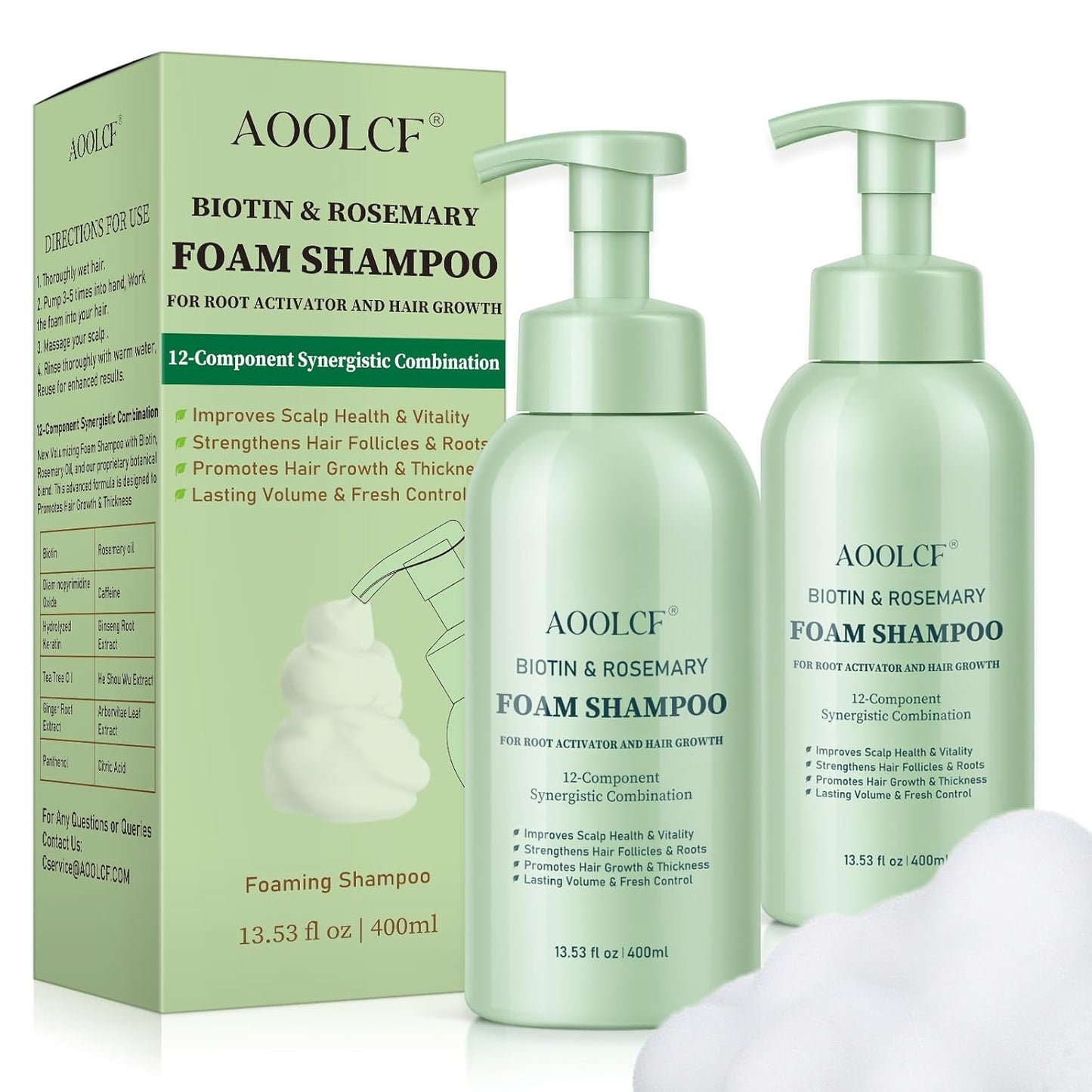 Biotin & Rosemary Shampoo for Hair Growth, Hair Loss Shampoo for Men and Women, 12-Component Synergistic Blend for Visibly Thicker Hair - 13.53 fl oz (Pack of 2)