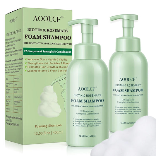 Biotin & Rosemary Shampoo for Hair Growth, Hair Loss Shampoo for Men and Women, 12-Component Synergistic Blend for Visibly Thicker Hair - 13.53 fl oz (Pack of 2)