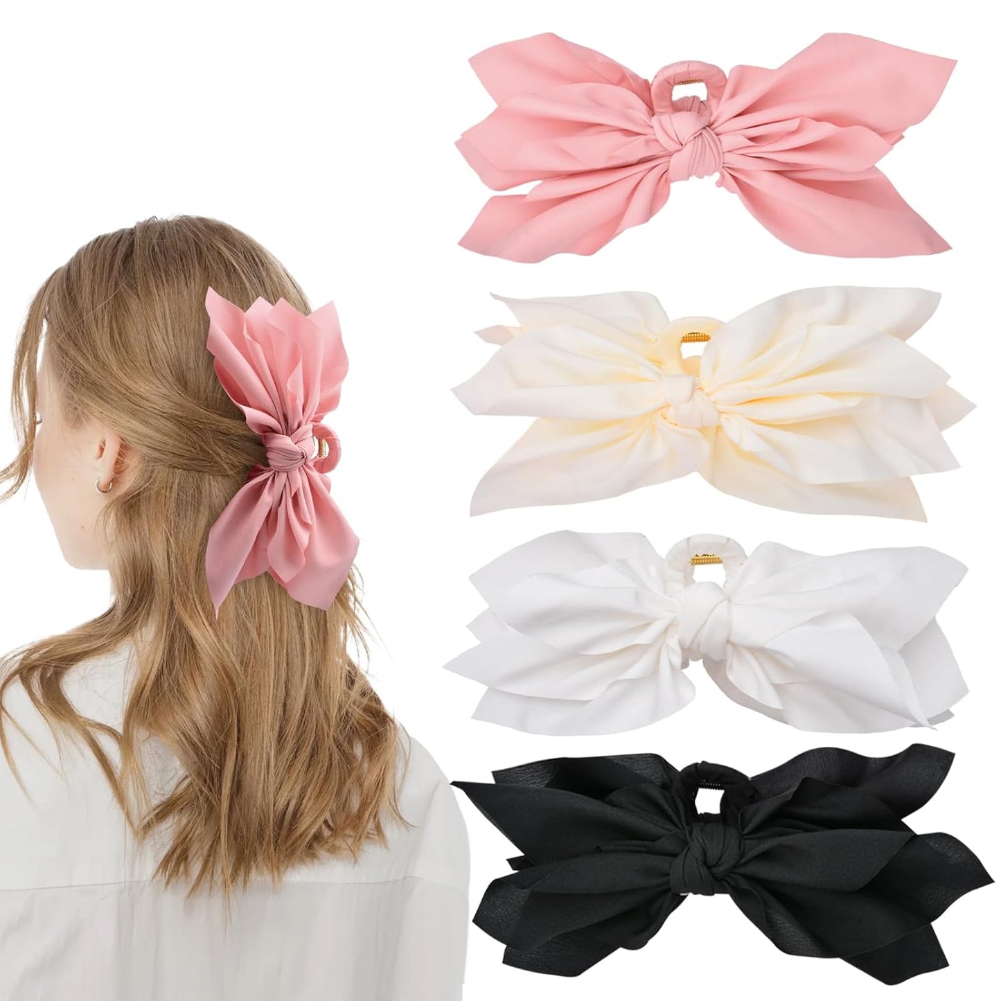 Bow Claw Clips Bow Hair Clips 4PC Big Hair Bows for Women Butterfly Styling Large Hair Clips for Thick Hair for Girls Hair Accessories for Teen