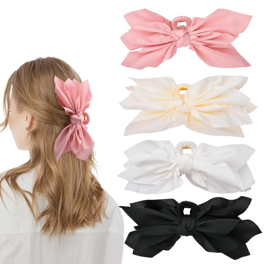 Bow Claw Clips Bow Hair Clips 4PC Big Hair Bows for Women Butterfly Styling Large Hair Clips for Thick Hair for Girls Hair Accessories for Teen