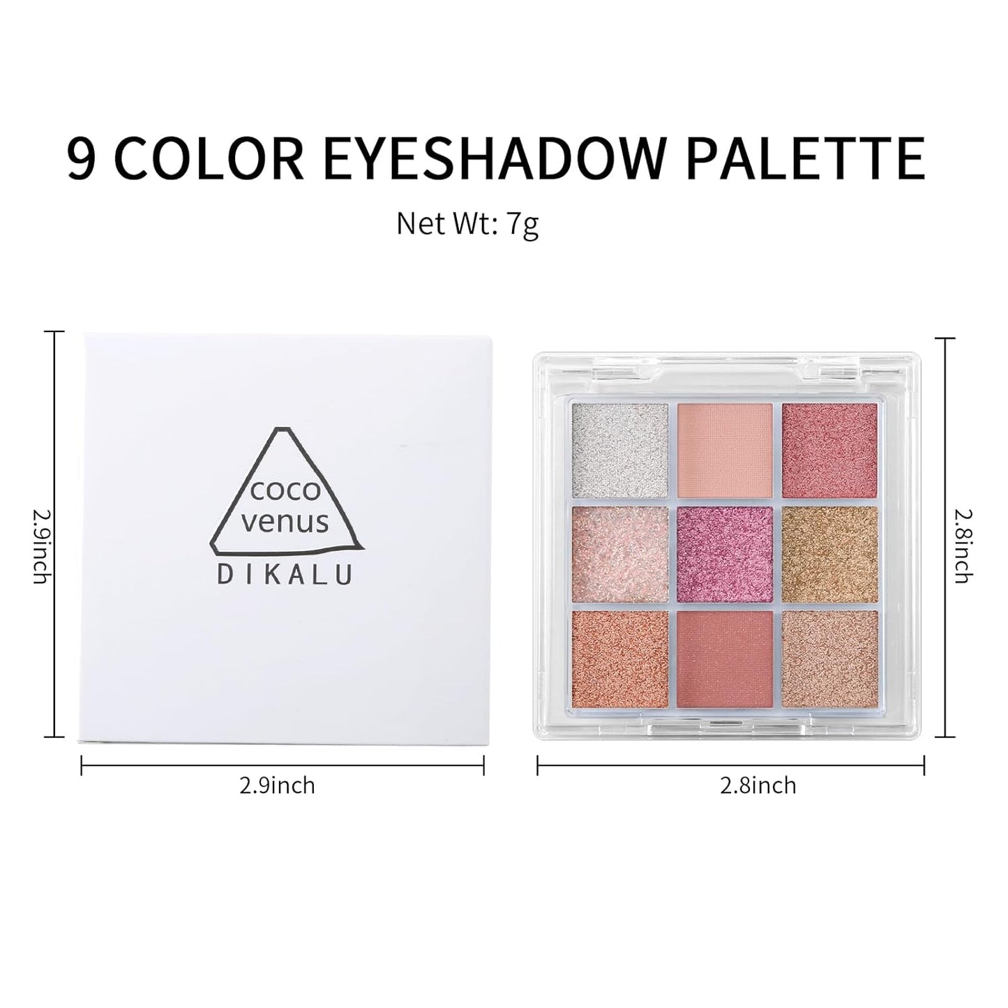 Erinde 9 Colors Eyeshadow Palette, Matte Shimmer Glitter Eye Shadow Palette Makeup, Highly Pigmented Long Lasting Waterproof, Natural Neutral Nude Eyeshadow Makeup Pallet, Sunset Glow
