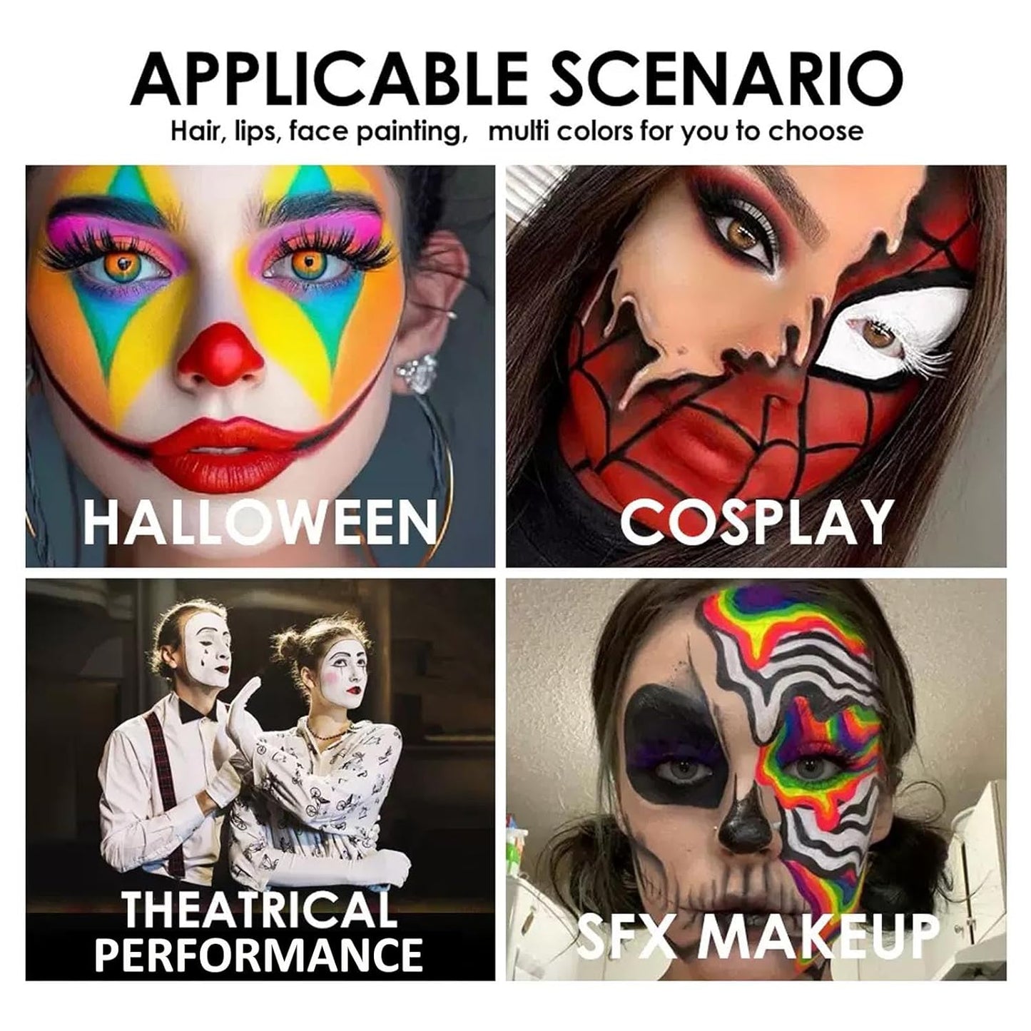 White Body Paint Stick, Foundation Cream Makeup, Face and Body Paint for Halloween Joker Zombie Vampire Skeleton Skull Special Effects Mime Makeup (04# White)