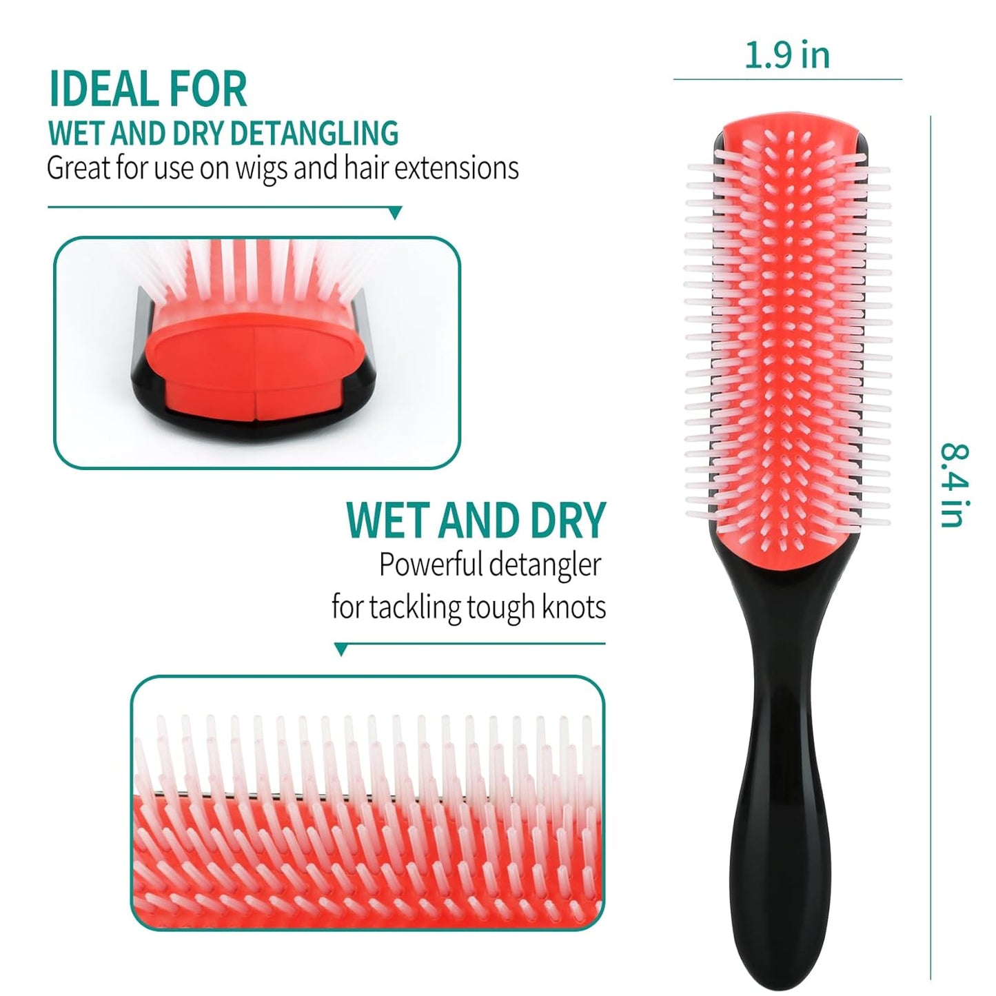 Hair Brush set for Curly, Detangling Hair Brush for Afro America/African Hair Textured 3a to 4c, Detangler Brush for Women Men Kids Styling Defining (Green)