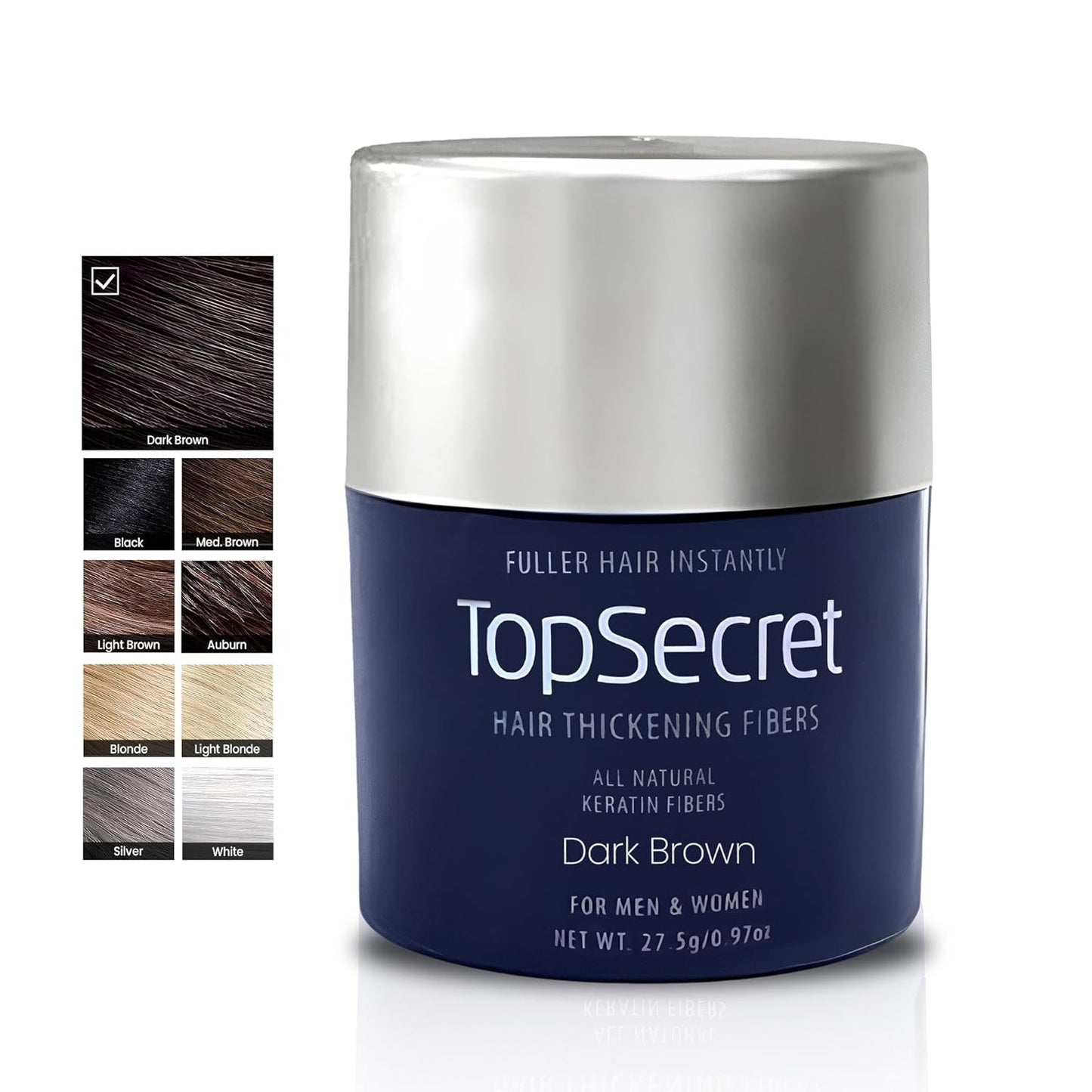 Top Secret Hair Thickening Building Fibers Refills - Undetectable & Natural Hair Filler - for Men & Women - Instantly Fill In Fine Thinning Hair - Weather & Sweat Resistant (Dark Brown, Travel)