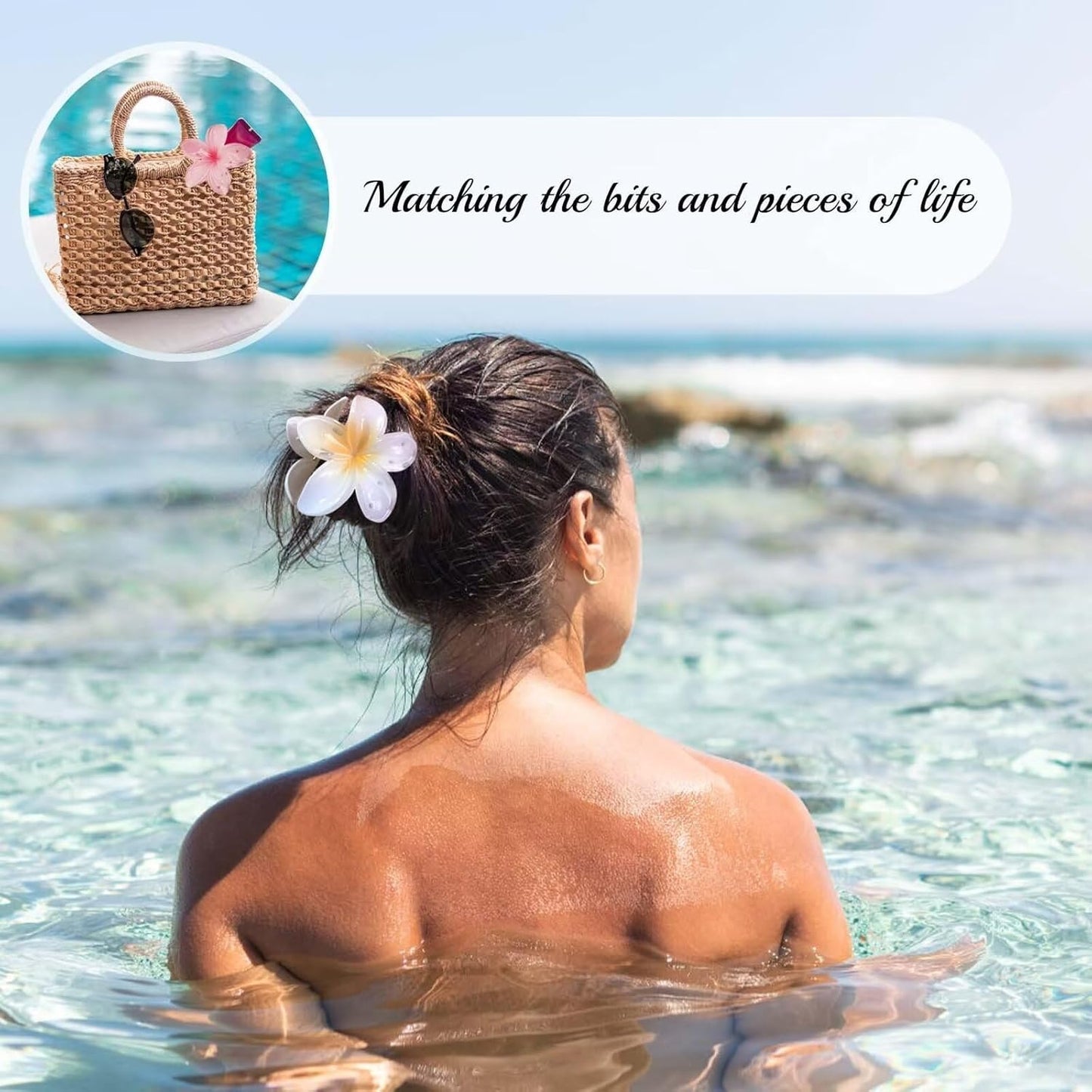 Flower Hair Claw Clips-4PCS Large Claw Clips for Thick Hair,Strong Hold Nonslip Hair Clips for Women,Hawaiian Flower Claw Clips,Cute Hair Clips,Banana Clip for Thin Hair,Hair Accessories for