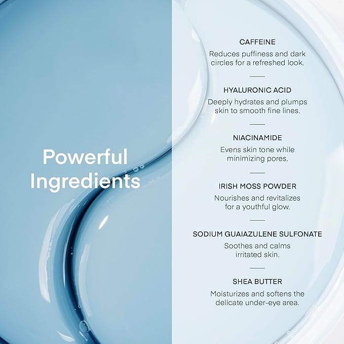 Under Eye Patches for Dark Circles: Puffiness & Eye Bag Treatment Gel Mask with Caffeine Hyaluronic Acid Niacinamide - Undereye Brightening Hydrating Anti-Wrinkle & Cooling - Korean Skincare, 30 Pairs