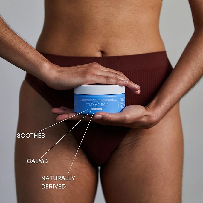 Bushbalm Ingrown Hair Exfoliating Scrub - Reduces Appearance of Ingrown Hairs and Underarm Bumps, Soothes Skin and Post Shave Redness - Nude, 236 ml