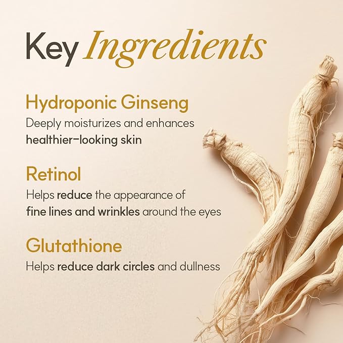 The Face Shop Ginseng Glow Eye Serum - Reduces Visible Dark Circles & Wrinkles, with Korean Ginseng, Retinol, Anti Aging, Korean Skincare, 100ml / 3.3 fl. oz.