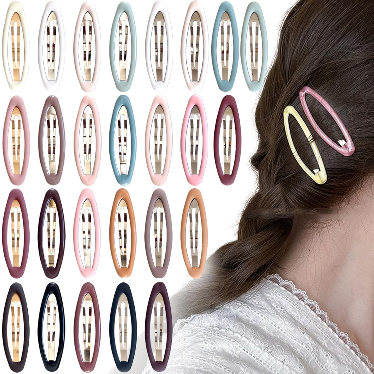26 Pcs Metal ellipse Hair Clips No Slip for Women & Girls,Strong Hold Matte Hair Clips for Thick Hair & Thin Hair,Hair Barrettes for Women