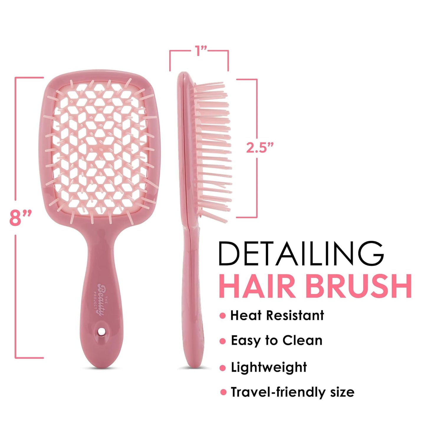 Detangling Brush for All Wet or Dry Hair Types - Pain-Free Brushing, Vented Hair Brush - Lightweight Handle with Extreme Flex to Contour to Scalp (Dusty Pink)