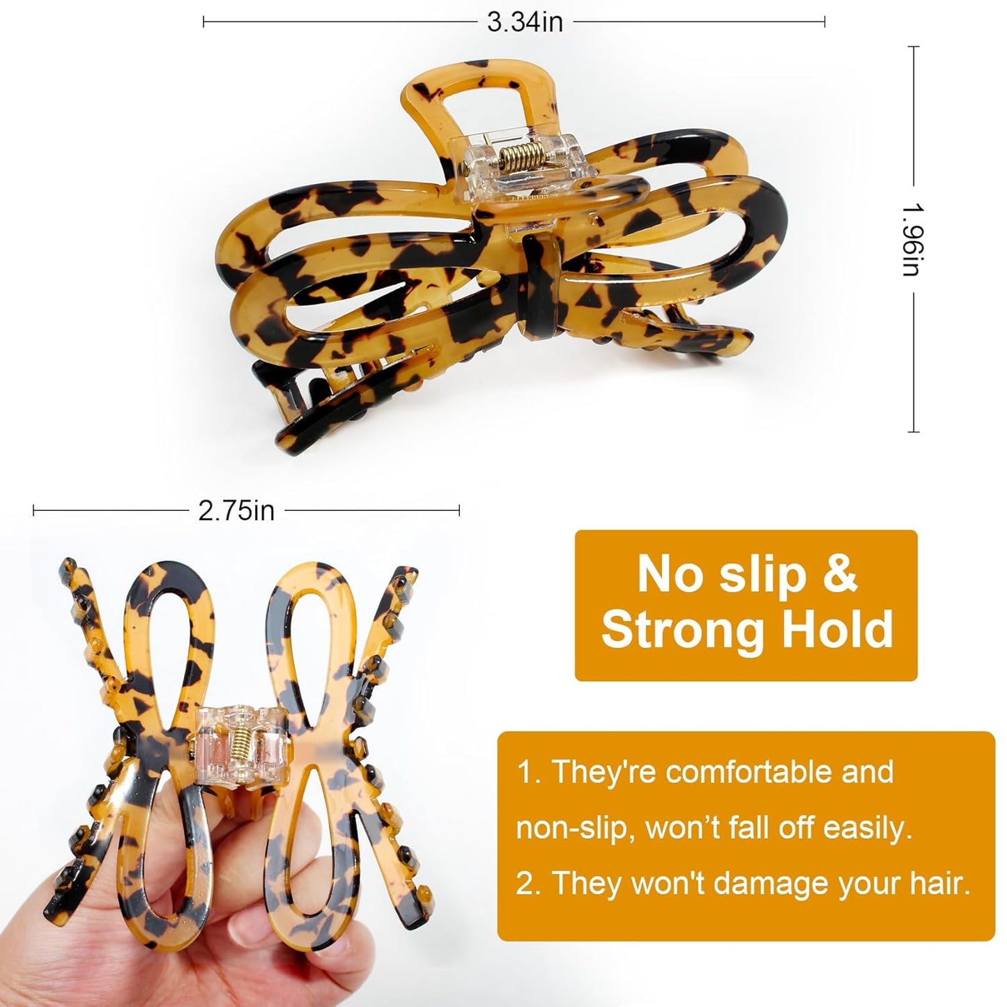 Jayongnee 3 PCS Bow Hair Claw Clips for Women - Non-Slip Hair Clamps for Thin or Thick Hair - Cute Butterfly Hair Accessories for Women Girls - Elegant Hair Styling Accessories (bow 5, Medium)