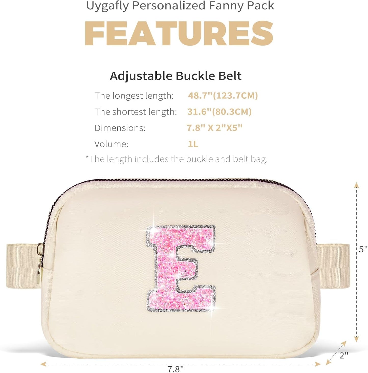 Fanny Pack Belt Bag Crossbody Bags with Initials Letter Patch Trendy Stuff for Teens Cute Stuff Birthday Gifts for Teenager Girls | Khaki,Initial E