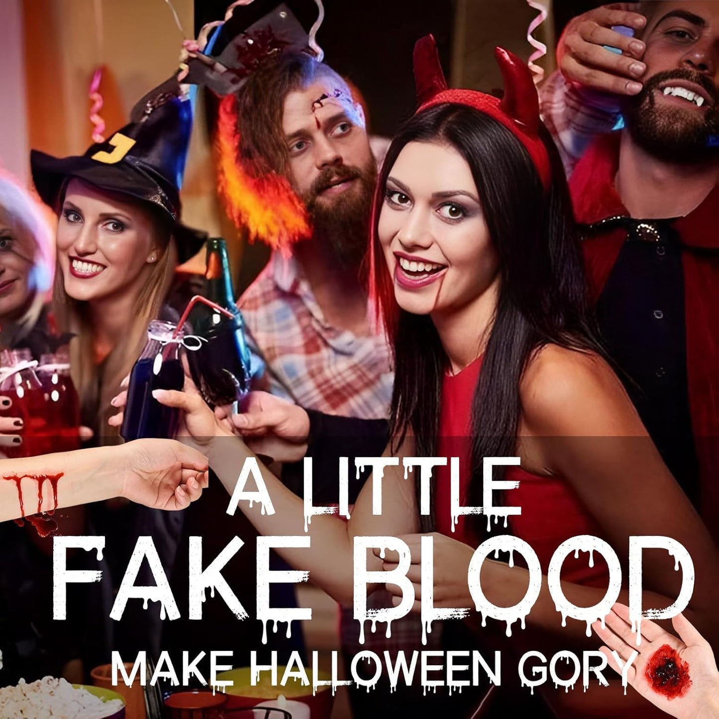 Halloween Fake Blood Spray Makeup Kit Fake Blood Washable for Scar Wound and Clothes Realistic Face Paint Wounds Costume Blood For Vampire, Zombie, Clown Cosplay Red blood01