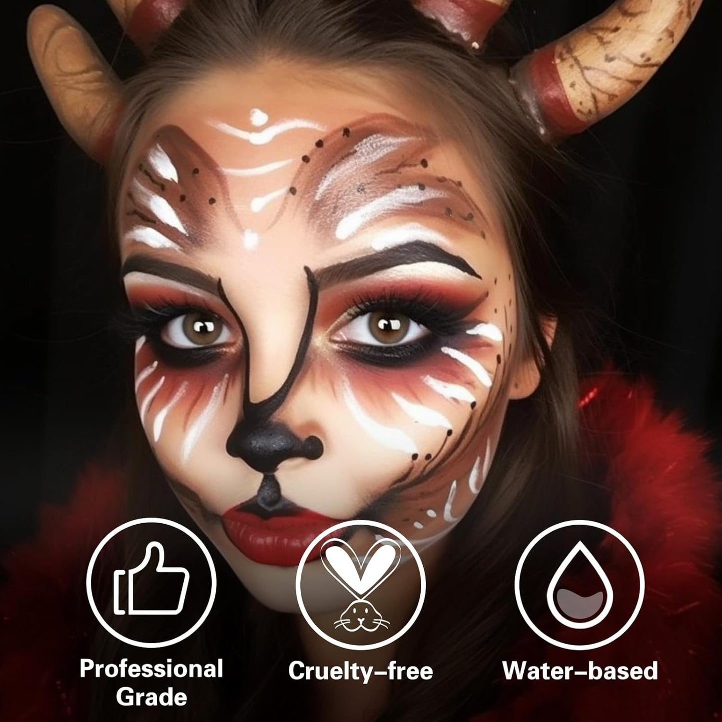 BOBISUKA Brown Face Body Paint, Water Based Face Painting for Art Theater Halloween Party Cosplay Clown SFX Makeup for Women Adults, Non-Toxic Washable