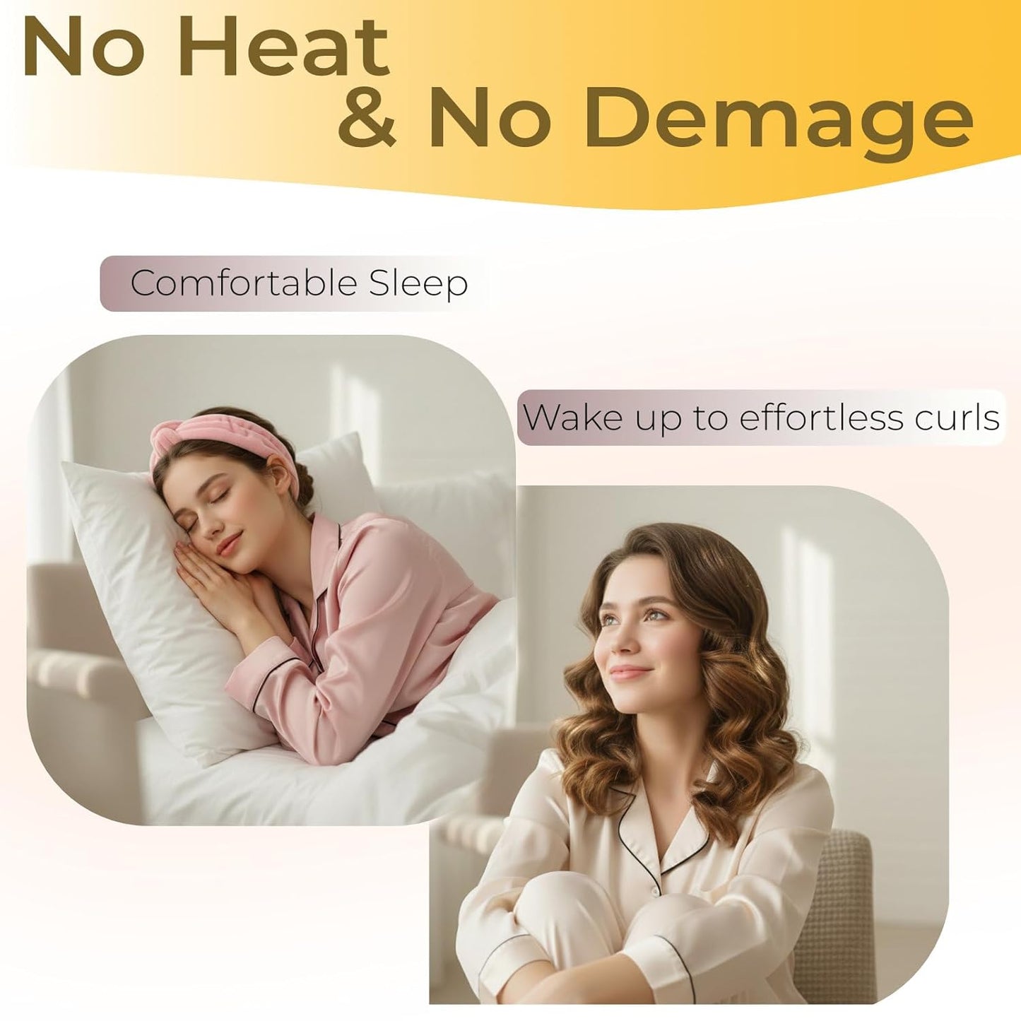 Heatless Hair Curlers to Sleep in - Heatless Curls Overnight, Heatless Hair Curlers for Long Hair, No Heat Curling Headband for Overnight Curls,Pink