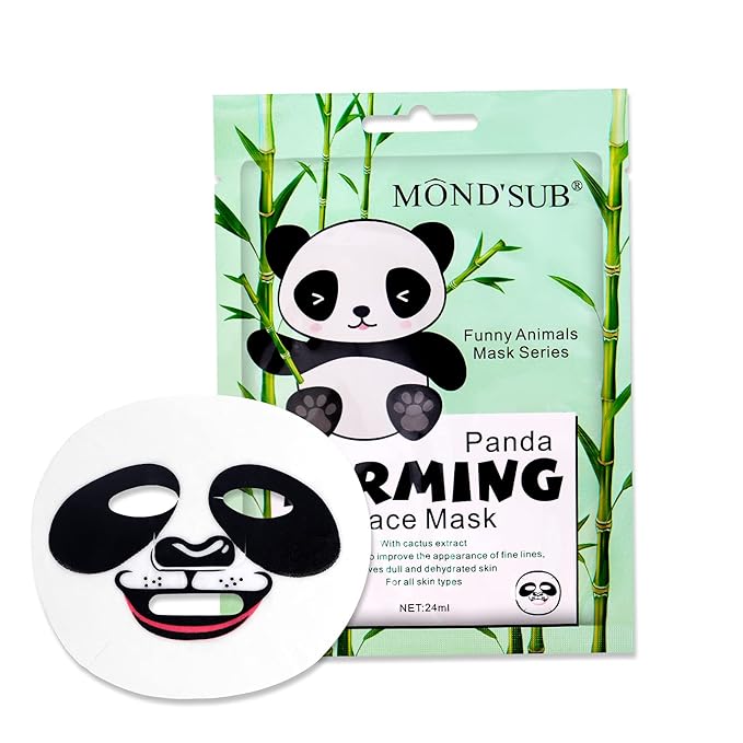 MOND'SUB Animal Spa Beauty Mask, Character Masks Sheet-(Pack of 5) Panda Firming Nourishing Moisturizing Effects For All Skin Types- Birthday Party Gift for her, Girls Night, Spa Night, Beauty Gift