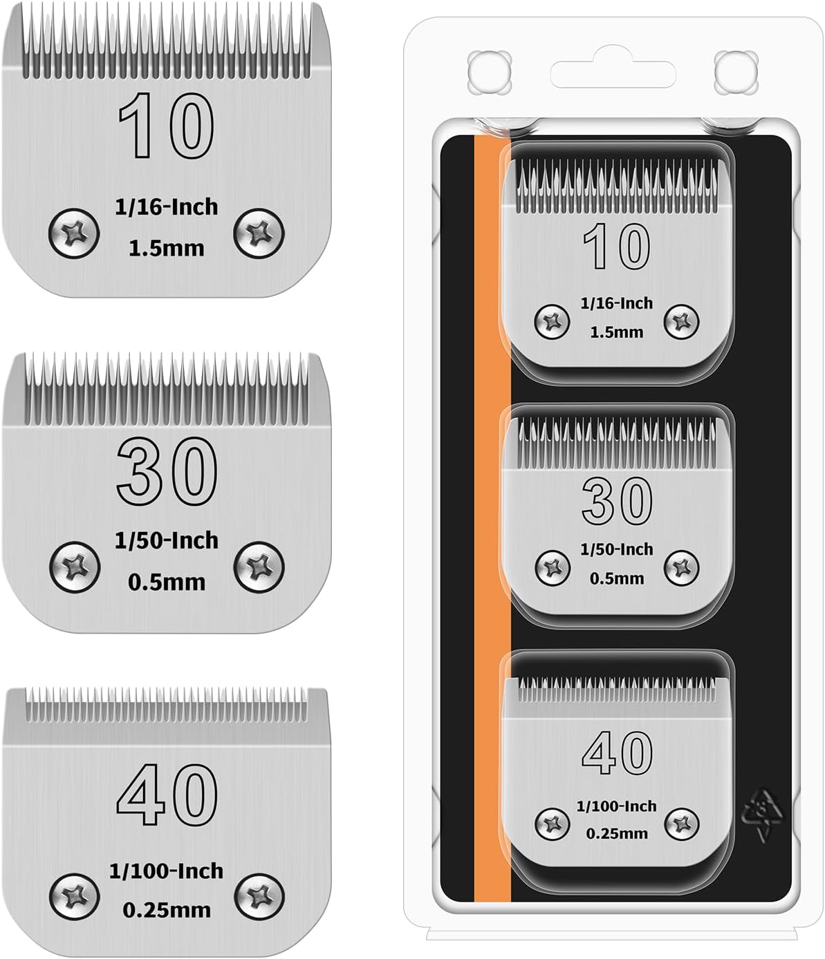 3PACK Dog Grooming Clipper Replacement Blades Compatible with Andis Pet Clipper/Oster A5/Wahl KM Series Dog Clipper,Ceramic Blade & Stainless Steel Blade (10#+30#+40#)