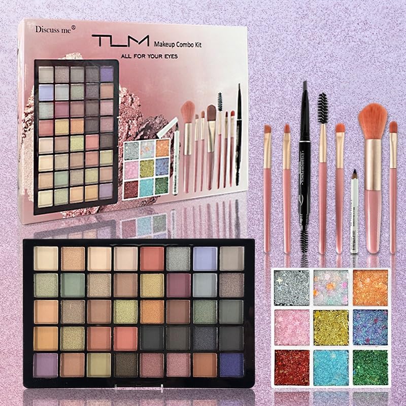 All in One Makeup Kit for Women Full Kit，Make Up Gift Set for Women with 40 Colors Eyeshadow Palette Brush Set&Brow Powder