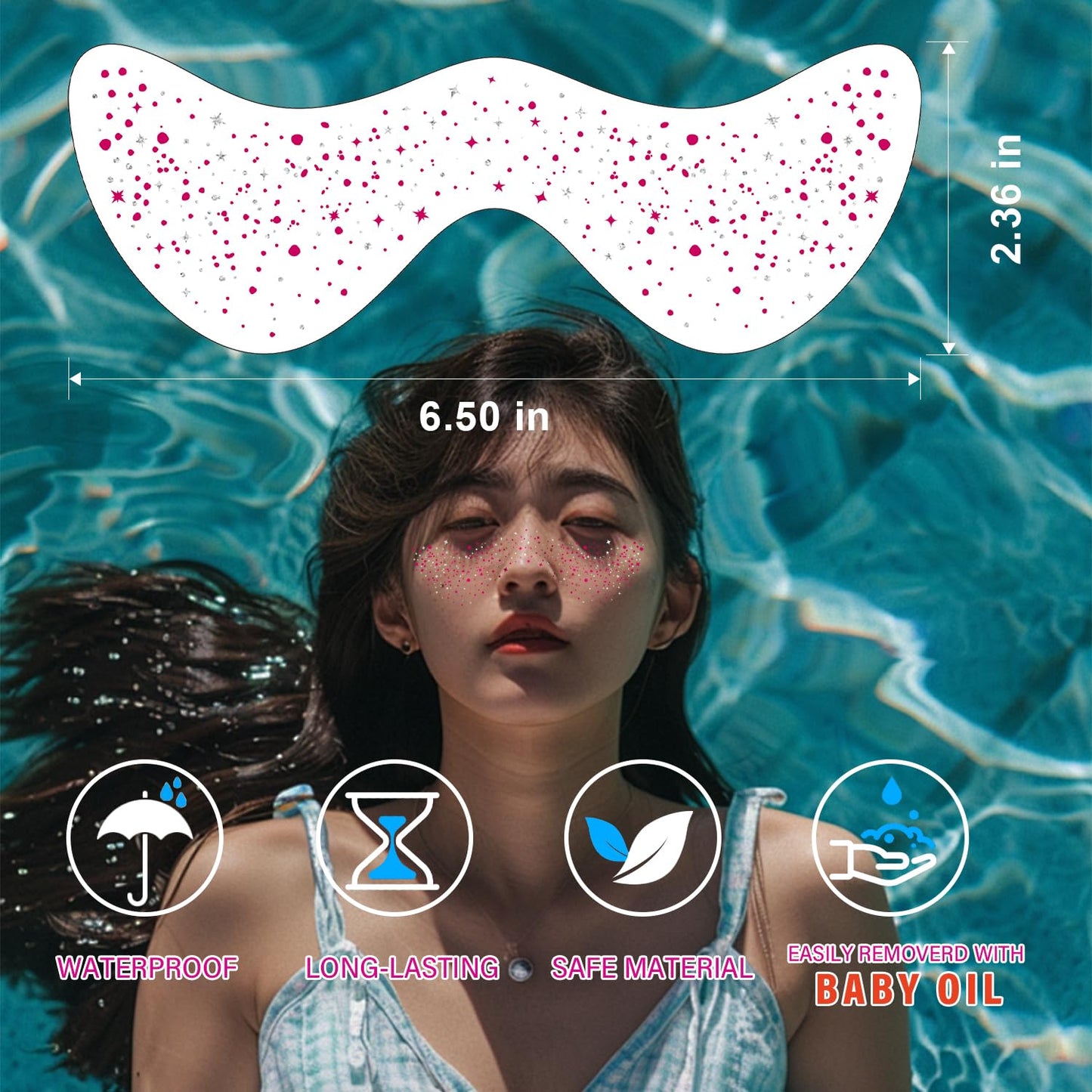 10 Pcs Rose-Silver Laser Glitter Freckles, Rose and Silver Glitter Freckles Face Tattoo, Waterproof Face Sparkle Freckles, Long-lasting 48h Freckles for Women