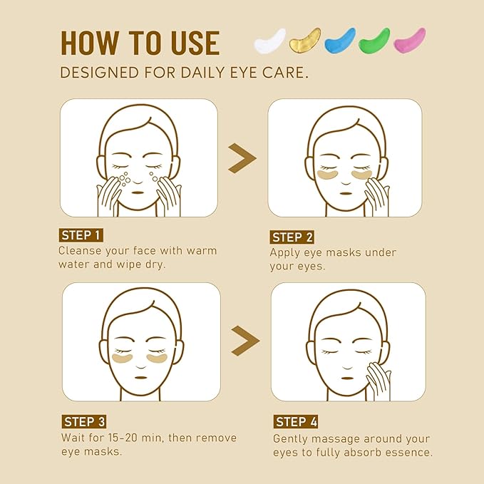 Under Eye Patches for Dark Circles,Eye Mask for Puffy Eyes With Collagen,Retinol,Vitmin C,Hyaluronic Acid and Niacinamide Face Masks Skincare Spa Gifts for Woman 20Pairs