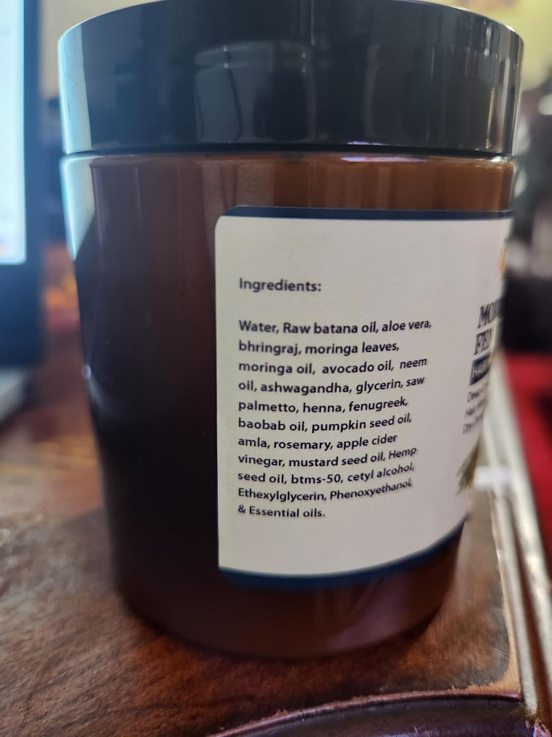 MORINGA & FENUGREEK HAIR MASK- HAIR treatment masque- Conditioner for Dry or Damaged Hair & dandruff (8 Ounces)