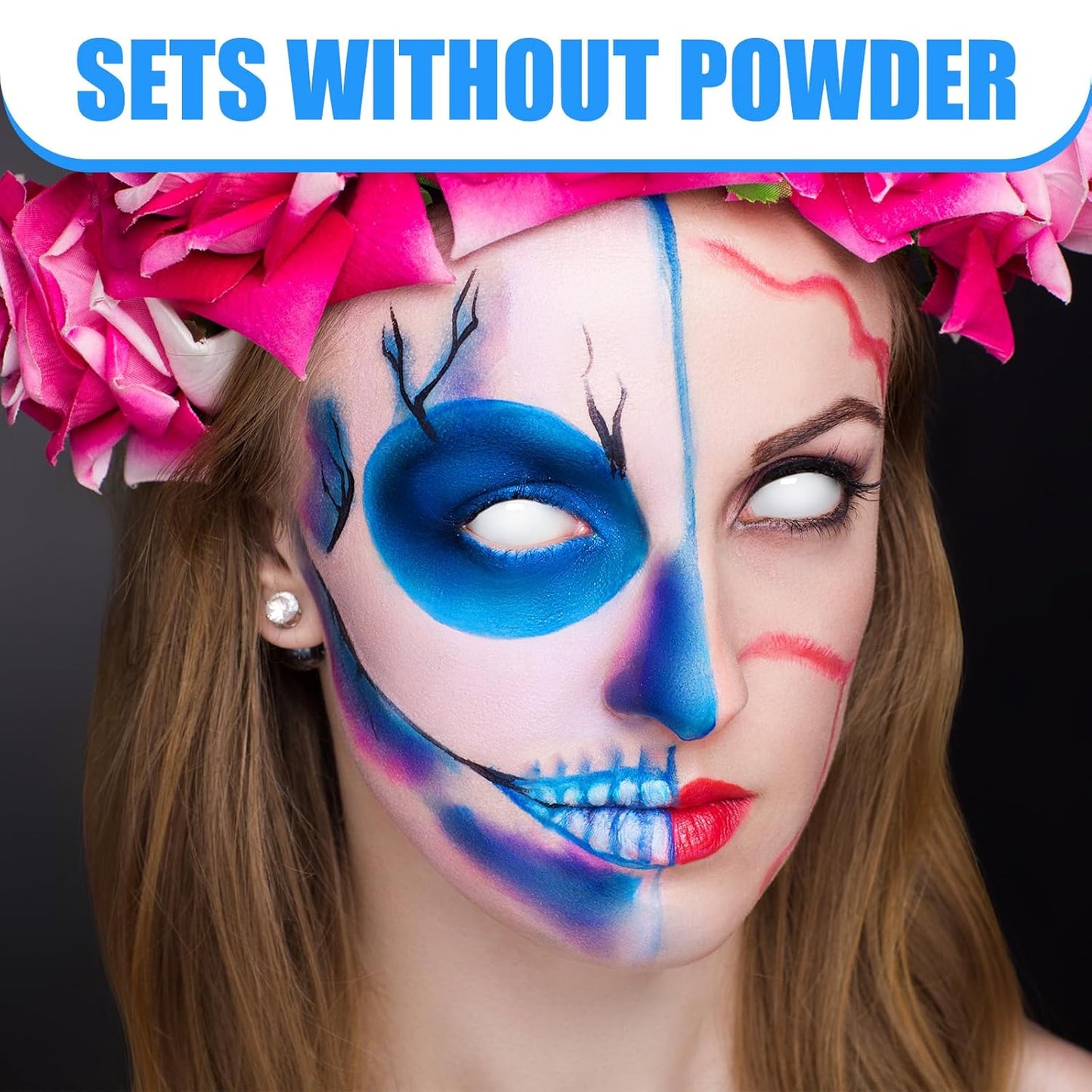 BOBISUKA Blue Face Body Paint, Water Based Face Painting for Art Theater Halloween Party Cosplay Clown SFX Makeup for Women Adults, Non-Toxic Washable