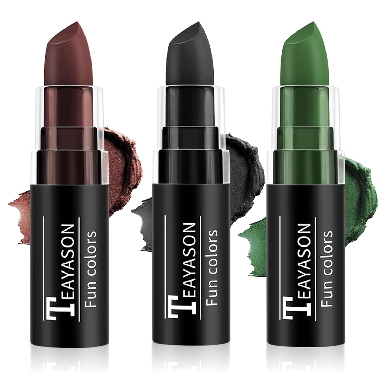 Black Brown Green Face Paint Halloween Makeup Kit, Matte Lipstick Set Football Baseball Eye Black Stick, Body Paint Face Makeup for Halloween Witch Deer Werewolf Face Camo Hunting