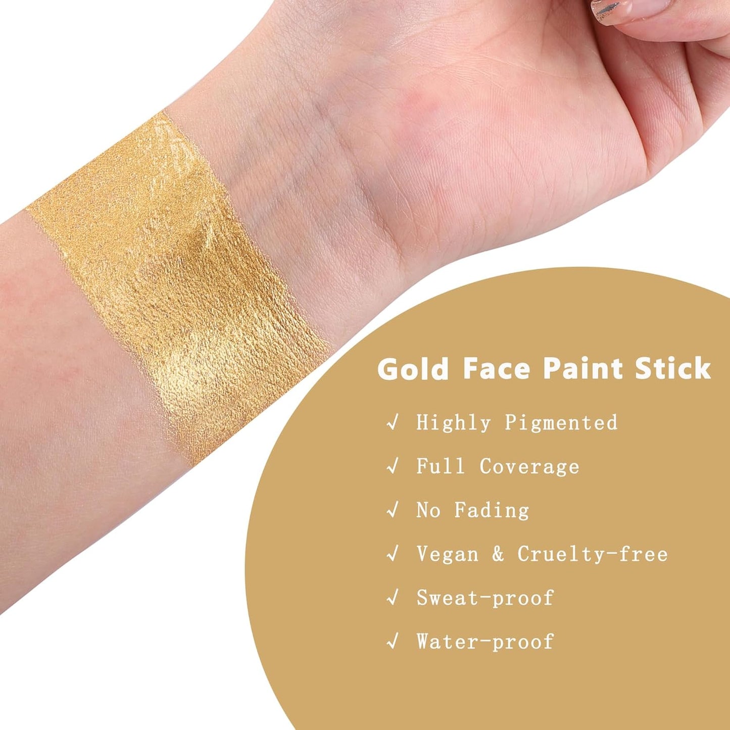 Gold Eye Black Stick,Cream-Blendable Body Paint Sticks (0.75Oz) Non-Toxic Oil Based Face Makeup Stick High Pigmented Full Body Paint for Halloween Special Effect Sfx Makeup