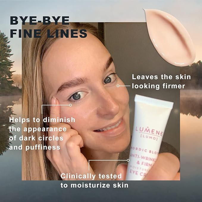 Lumene Anti Wrinkle & Firm Moisturizing Eye Cream - Skin Firming & Hydrating Nordic Berry Pre-Retinol Eye Cream for Dark Circles + Under Eye Bags - Vegan Eye Cream for Wrinkles & Fine Lines (.50z)