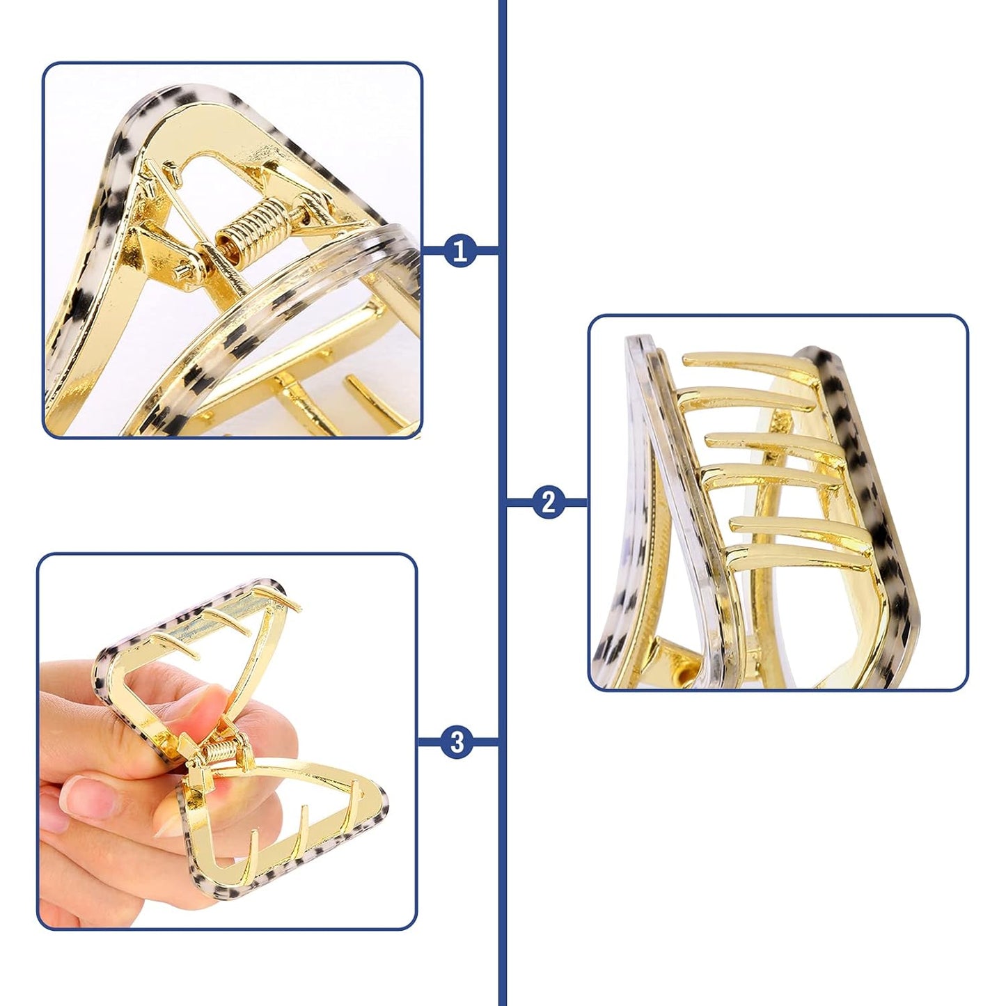 Cobahom 3 Pack Hollow Triangle Hair Clips for Women Girls 2 inch Acetate Hair Jaw Clips No-Slip Hair Clip Hair Styling Accessories for Women Lady