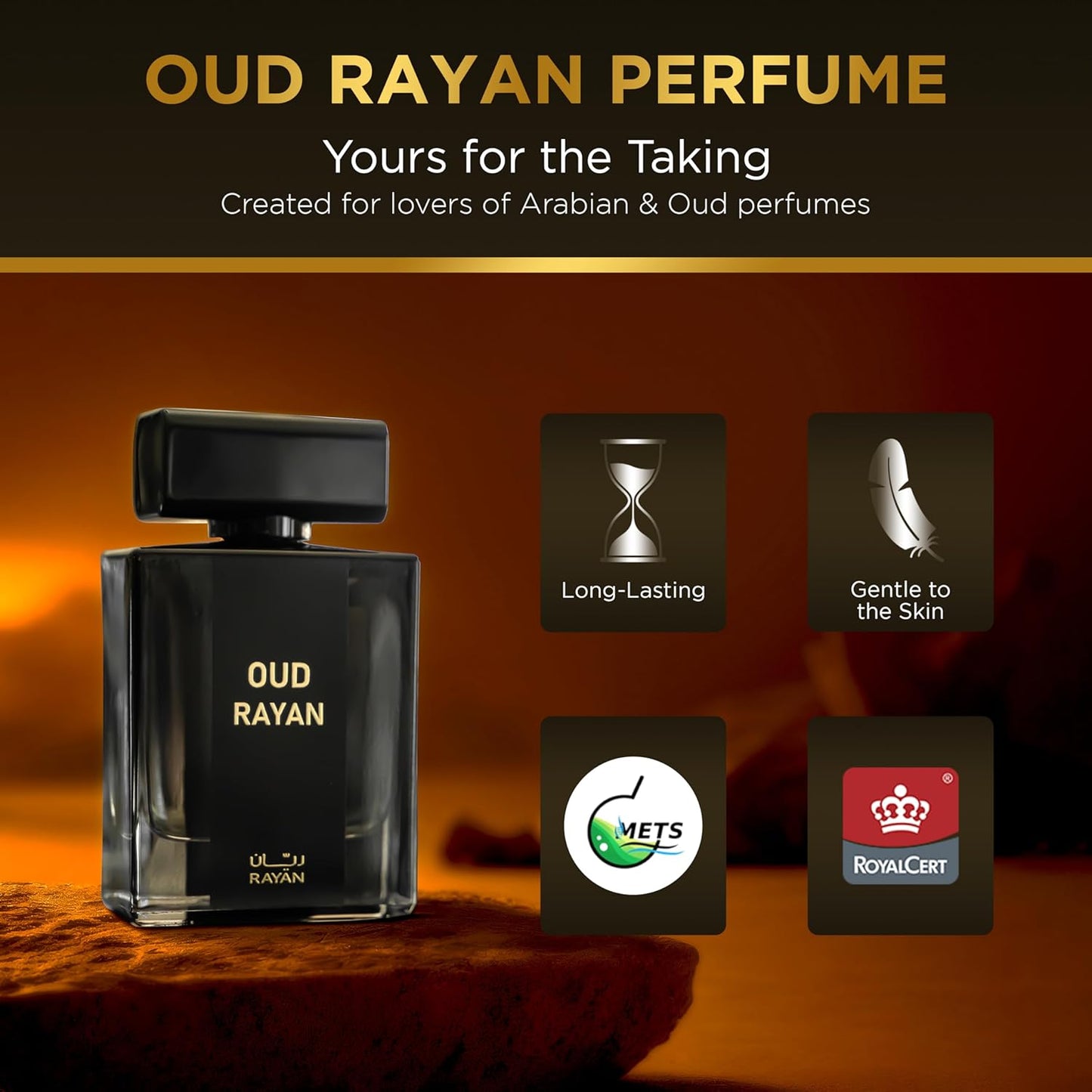 Modern Oud Perfume for Men - Arabian Eau De Parfum, 100mL (3.34 Fl oz) Perfumes Arabes Para Hombres, Long Lasting Perfume with Oud, Sandalwood, Cardamom, Amber & Lavender, Ideal Gift for Him