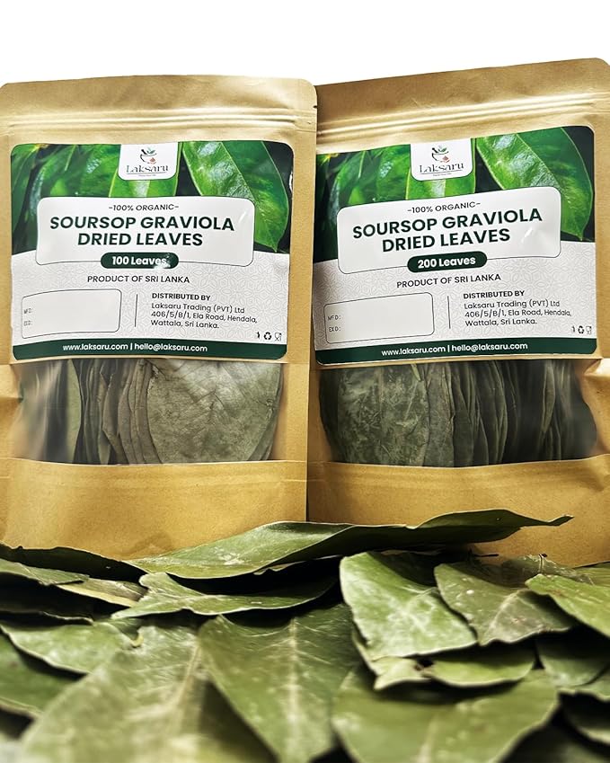 Laksaru Dried Soursop Leaves – 300+ Leaves – Premium Graviola Guanabana Leaves –Handpicked, Sun-Dried – Herbal Tea for Relaxation and Wellness – Product of Sri Lanka
