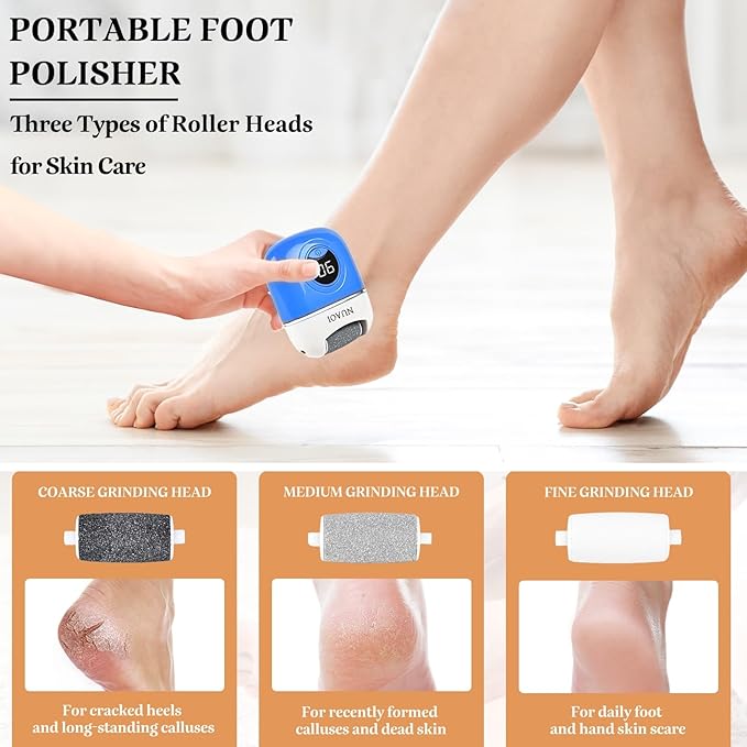 Electric Callus Remover Foot File - Rechargeable Callus Remover Pedicure Tools for Feet Foot Scrubber File Foot Care Grinder with 3 Grinding Heads 2 Speeds for Men Women Dry Callus Dead Skin (Blue)