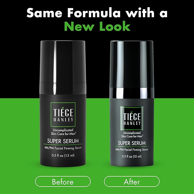 Tiege Hanley Anti-Aging Face Serum, SUPER SERUM (2-Pack) - Skin Tightening Facial Serum for Men - Mens Serum For Face with Sodium Hyaluronate & Retinyl Palmitate for Smoother & Tighter Skin, 0.5 Fl Oz