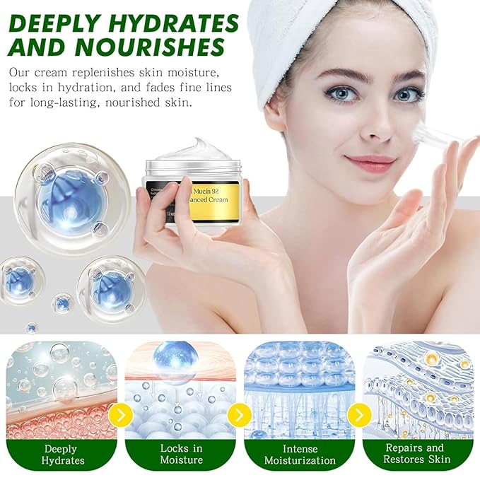 Snail Mucin 92% Repair Cream Face Moisturizer, Body Hydrating for Dry & Sensitive Skin, Snail Gel Essence Daily Serum for All Skin Women Men